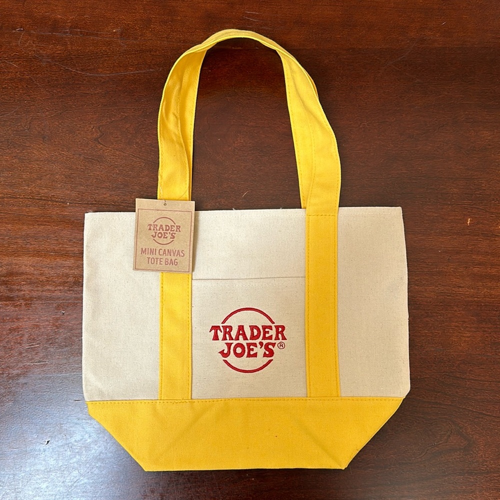NWT Trader Joe's Canvas Mini Tote Bag - Yellow